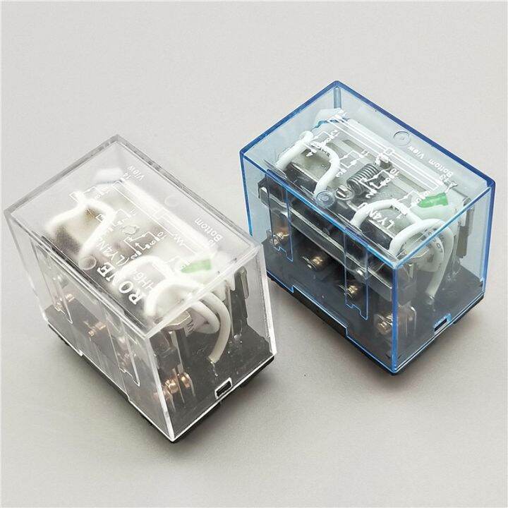 worth-buy-1pc-ly4nj-ac-110v-220v-dc-12v-dc-24v-14pin-silver-power-ขดลวดเครื่องถ่ายทอดสัญญาณ4pdt-พร้อมหลอดไฟอะแดปเตอร์