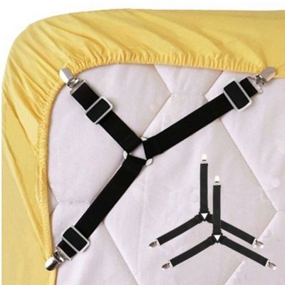 【jw】✣  Ajustável Elastic Bed Sheet Clips Grippers Suspender Cord Gancho Fechos Capa de colchão 4Pcs por conjunto