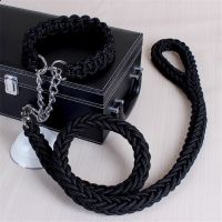 1.2M 17 colors Length Double Strand Rope Large Dog Leashes Metal P Chain Buckle National Color Pet Traction Rope Collar Set A 12