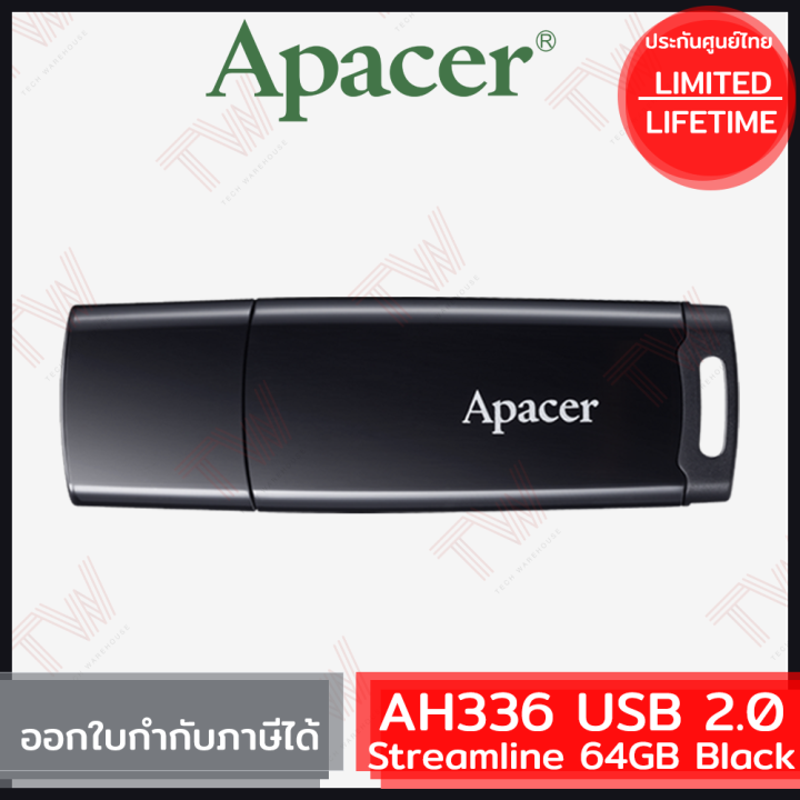 apacer-ah336-usb-2-0-streamline-flash-drive-64gb-black-สีดำ-ของแท้-ประกันสินค้า-limited-lifetime-warranty