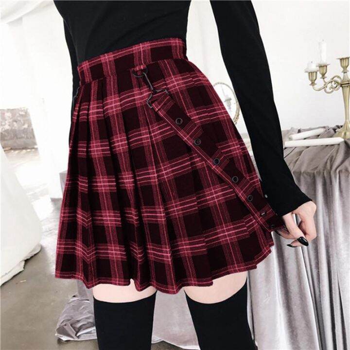 harajuku-gothic-vintage-plaid-skirts-womens-high-waist-pleated-skirt-punk-girl-short-skirt