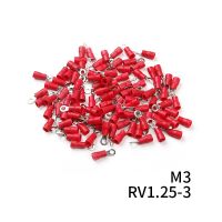 【✜】 Galxo 100Pcs RV1.25สีแดงแหวนฉนวนขั้วต่อปลั๊กไฟฟ้าสายไฟเทอร์มินอล