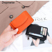 Dreamwise กระเป๋าใส่เหรียญ Cowhide แท้ผู้หญิงสไตล์เกาหลีเรียบง่าย Multi-Layer Zipper Mini Wallets Lady