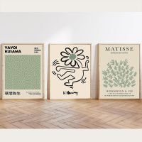 Sage Green Matisse Yayoi Kusama นิทรรศการโปสเตอร์ Haring Art ภาพวาดผ้าใบ Nordic พิมพ์ภาพผนังห้องนั่งเล่น Decor