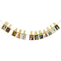 We Are Engaged Photo Banner Gold Engagement Bunting for Weddings Party Decorations Supplies Colanders Food Strainers