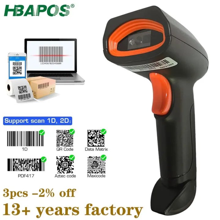 QR Code Scanner Wireless Bluetooth USB Wired UPC 1D 2D Barcode Reader ...