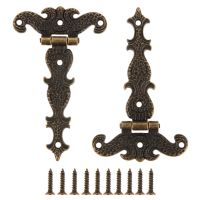 2Pcs 112x69mm Vintage Brass Plated Big Decorative Hinge Furniture Drawer Cabinet Door Butt Hinges for Jewelry Wooden Box Toolbox