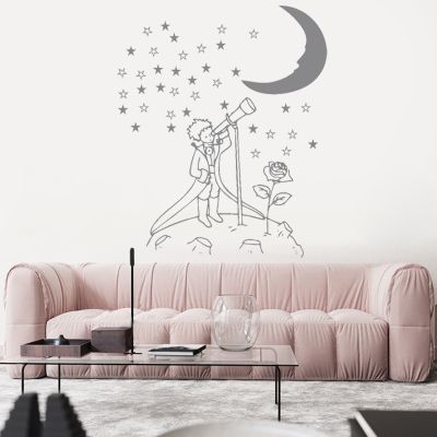 [24 Home Accessories] ตัวการ์ตูน Little Prince Stars Moon สติ๊กเกอร์ติดผนังห้องเด็ก Art Mural Home Decor Peel Amp; Stick Vinly Wallpaper