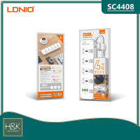 ของแท้100%   LDNIO SC4408 ปลั๊กพ่วง 4 ช่อง 4 USB 3.4A Max universal outlet Power Strip รองรับไฟ 2500W-10A