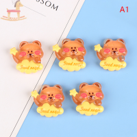 PCWFKEF 5ชิ้น Kawaii โปร่งใสนอนหมีแบนหลังเรซิน cabochons ผมอุปกรณ์ DIY การ์ตูนหมีตกแต่งโทรศัพท์