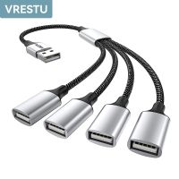 USB USB2.0คู่ฮับพอร์ต USB สามหัวสายอะแดปเตอร์ OTG ข้อมูล Hab ตัวแปลงชาร์จ4 USB ตัวขยายขยาย Kabel PC Feona