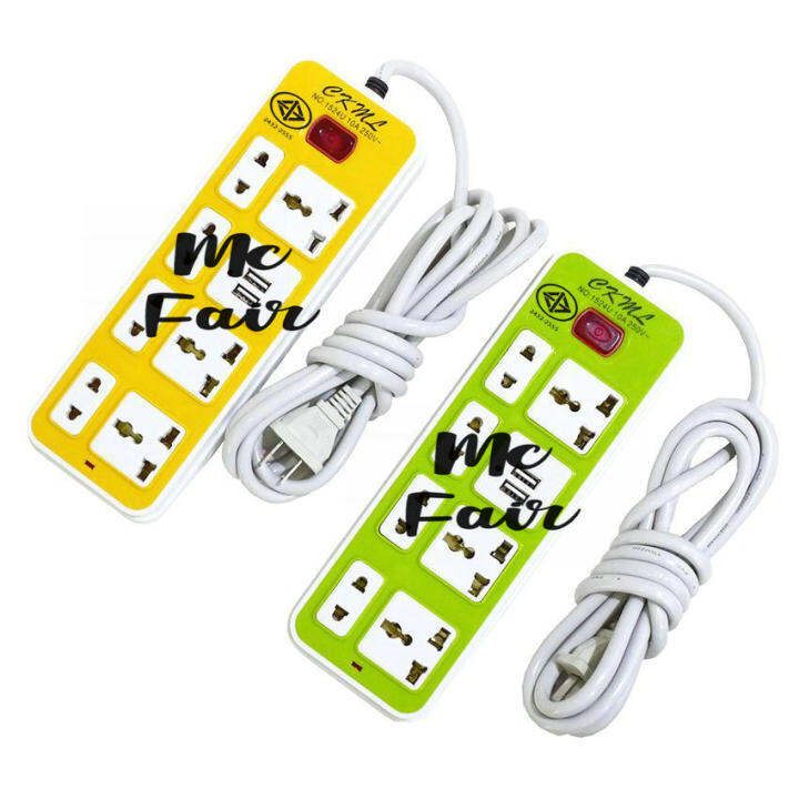 mcfair-ckml-ปลั๊กไฟusb-7-ช่องเสียบสายยาว-3-เมตร-รุ่น-1524-คละสี