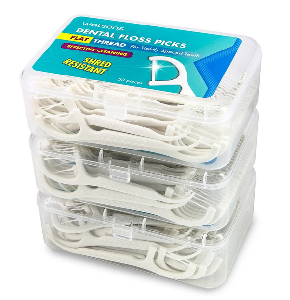 WATSONS Round Dental Floss/Flat Thread Dental Floss 50's x 3 Boxes Lazada