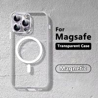 Magnetic Transparent Case For iPhone 14 13 12 11 Pro Max For Magsafe Wireless Charging Cases For iPhone 14 Plus Camera Protector