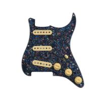 WK-Loaded Pickguard Pickups Guitar Alnico 5 Pickups SSS Single Coils Pickups /Yellow Pickup Covers Set