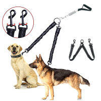 Retractable Reflective Double Dog Leash One Tow Two Leashes for Large Dogs Harness Small Belt Spring Padded Handle Accessories