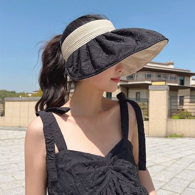 【CC】Summer Women UV Protection Sun Hat Double Side Wear Empty Top Hats For Women Female Outdoor Beach Wide Brim Foldable Cap