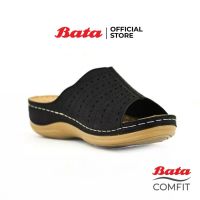 Bata COMFIT รองเท้าแตะ ส้นสูง รองเท้าเพื่อสุขภาพ รองเท้าลำลองมีส้น แบบสวม สีดำ รหัส 6616330 Ladiescomfort Fashion