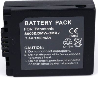 CGA-S006 710mAh Camera Battery Panasonic แบตเตอรี่กล้องพานาโซนิค รหัสแบต CGA-S006E / CGR-S006E / CGA-S006A / CGR-S006A / CGR-S006E/1B / DMW-BMA7 / DMWBMA7, DMW-BMA7E, DMW-BMA7PP, Battery Replacement For PANASONIC (Black)