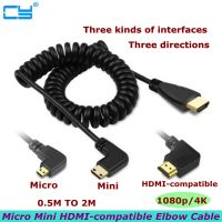 2m HDMI-compatible to Left HDMI male Male Stretch Curl Cable V1.4