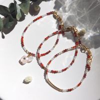 Lii Ji Red Jasper Garnet Carnelian Moonstone Rose Quartz 14K Gold Filled celet Gold Jewelry For Women Girls