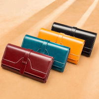 New Genuine Leather Womens Wallet Long Fashion Business Card Holder Clutch Bag Hasp Money Clip Coin Purse for Men Gift 2021