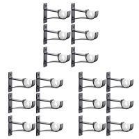 Single Curtain Rod Brackets for Drapery Rod Aluminum Alloy Heavy Duty Curtain Rod Holders (Black) 18Pcs