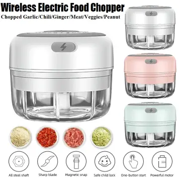 Powerful 304 Stainless Steel Portable Electric Food Chopper & Processor -  350ML Mini USB Wireless Handheld Garlic Slicer For Vegetables & Meat