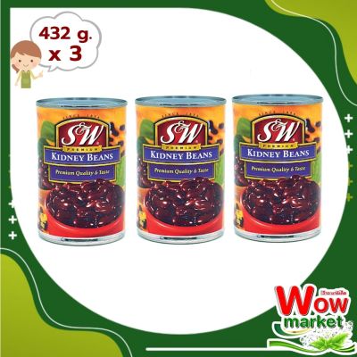 S&amp;W Kidney Beans 432 g x3 : เอสแอนด์ดับบลิว ถั่วแดง 432 กรัมx3