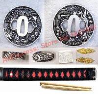 Dragon Theme Hand Guard Accessory Set Tsuba Menuki Fuchi Kashira For Japan Samurai Katana/Wakizashi/Tanto Sword Handle Fittings