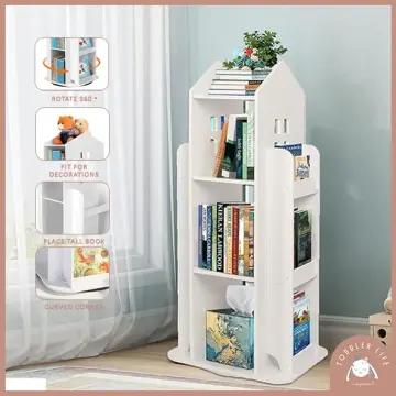 360 Degree Revolving Bookshelf Children's Picture Book Rack Simple Home  Floor Type Creative Storage Bookcase Organizer