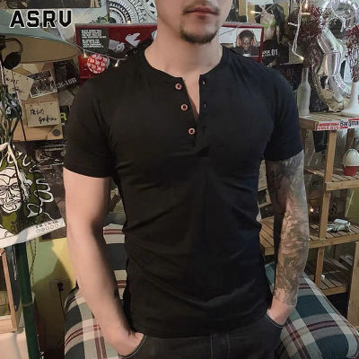 ASRV เสื้อยืดผู้ชาย เสื้อผ้าผู้ชาย t shirt for men เสื้อพูลโอเวอร์แขนสั้นผู้ชายคอวีเล็ก