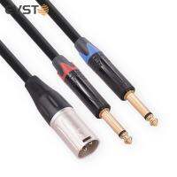 Y สายตัวแยกมืออาชีพสำหรับผู้ชาย XLR เป็นคู่6.35มม. TS อุปกรณ์สายลำโพงโมโนสำหรับเครื่องขยายเสียงมิกเซอร์ไมโครโฟน