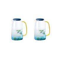 2X Glass Pitcher with Lid,Lemonade Pitcher,Tea Pitcher,Borosilicate Glass Carafe,for Hot and Cold Water,Drinks,Wine,Tea