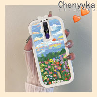 เคส Chenyyka สำหรับ F11 OPPO A9 A9X 2019ภาพวาดน้ำมันเคสดอกไม้ลายท้องฟ้าสีสันสดใสน่ารักน่ารักสัตว์ประหลาดน้อยเลนส์กล้องถ่ายรูปแบบนิ่มซิลิโคนเคสใสกันกระแทกแบบใสเคสป้องกันง่าย