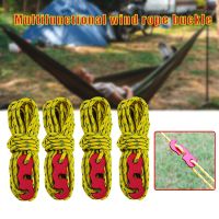 Newly 3mm Reflective Tent Cords with Rope Tensioners Adjuster Set of 4 Light Nylon Camp Cord with Wind Rope Buckle for Hiking