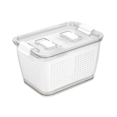 Multipurpose storage box in the refrigerator With basket and lock lid, size 20x13.5x11.7 cm. - bright white