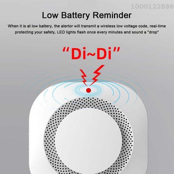 kkmoon-tuya-อุปกรณ์ตรวจจับควันไร้สายอัจฉริยะ360-เหนี่ยวนำเครื่องตรวจจับแบบมีการเตือนควันในบ้านเครื่องเตือนมีไฟเสียงและการแจ้งเตือนสั้นๆการแจ้งเตือนแบตเตอรี่ต่ำแอปโทรศัพท์มือถือเงียบด้วยคลิกเดียว