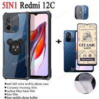 5In1 12C Redmi เคสโทรศัพท์กันกระแทกสำหรับ Redmi Note 11 11S 10S 10 5G 9 8 Pro 10C 10A 9C ฟิล์มฝ้าเซรามิก9A + ฟิล์มเลนส์กล้องถ่ายรูป