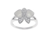 Jewelry Buffet White Orchid Ring Sterling Silver 925 With CZ and Rhodium Plated