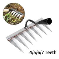 Garden Weeding 4/5/6/7Tines Nail Rake Root Pulling Soil Digging Tool Steel Harrow Manual Agricultural Farm Weeding Removal Tool