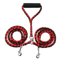 Heavy Duty 2 Way Nylon Braided Dual Dog Leash Strong Dogs Double Leashes Coupler Pet Leads for Walking Running Medium Large Dogs Leashes