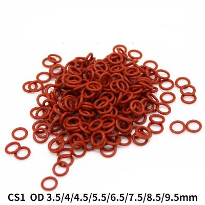 50pcs Red VMQ Silicone O Ring Gasket CS 1mm OD 3.5 4 4.5 5.5 6.5 7.5 8.5 9.5mm Food Grade Silicon O Ring Gasket Rubber o-ring Gas Stove Parts Accessor