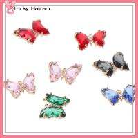 LUCKY HAIRACC แผ่นชุบทอง คริสตัลผีเสื้อ จำนวนมากที่มีสีสัน พลอยเทียมเทียม เสน่ห์ rhinestone เครื่องประดับทำเสน่ห์ สีสันสดใส ลูกปัดคริสตัลแก้ว อุปกรณ์ทำเอง