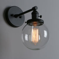 Permo Wall Sconce Light Industrial Wall Lamp with 5.9 Inches Glass Canopy for Kitchen Bathroom Corridor