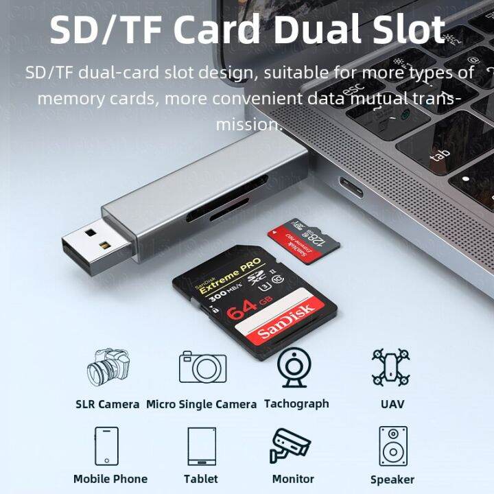 usb-2ใน1-ประเภท-c-การ์ดรีดเดอร์-usb-usb-2-0-sd-micro-การ์ดความจำ-otg-smart-อะแดปเตอร์เมมโมรี่การ์ดสำหรับแล็ปท็อปขนาดเล็ก-usb2-0การ์ดรีดเดอร์-sd-feona