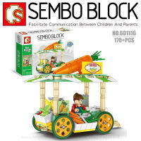 บล็อกตัวต่อรถเข็นร้านค้า พร้อมมินิฟิกเกอร์ 1 ตัว SEMBO BLOCK 601116 จำนวน 170 ชิ้น