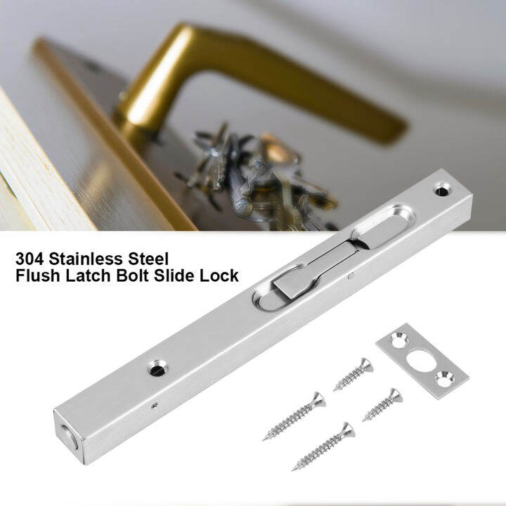304 Stainless Steel Door Slide Bolt Lock Flush Bolt Latch for Double