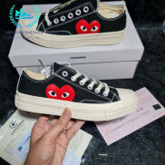 Giày Converse CDG Chuck Play tim nam nữ màu đen cổ thấp
