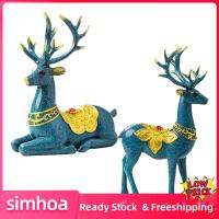 Simhoa 2x Reindeer รูปปั้นกวางคู่หน้าต่างตกแต่งบ้านโมเดิร์นสำหรับคู่รัก